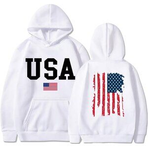 American Flag Hoodie Sweatshirt Women Men Casual Long Sleeve Pullover